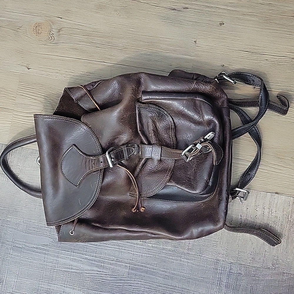 Roots Brown Leather Backpack - Superficial Scuffs